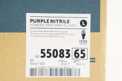Halyard 55083 Purple Nitrile Powder-Free Exam Gloves L - Box of 1000